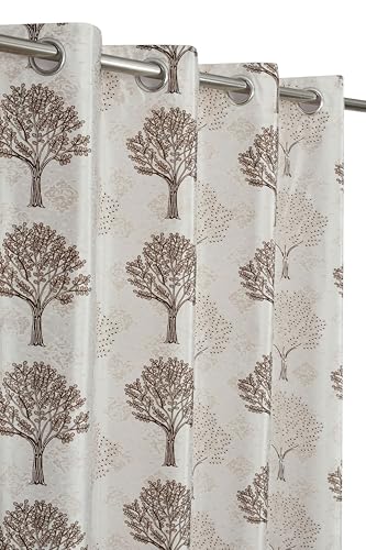 Image of Exporthub Glossy Shine 3D Floral Digital Printed Brown Colour Door Curtains 7 feet Long Set of 2 Pc, for Living Room and Bedroom (EHSPR078 74)