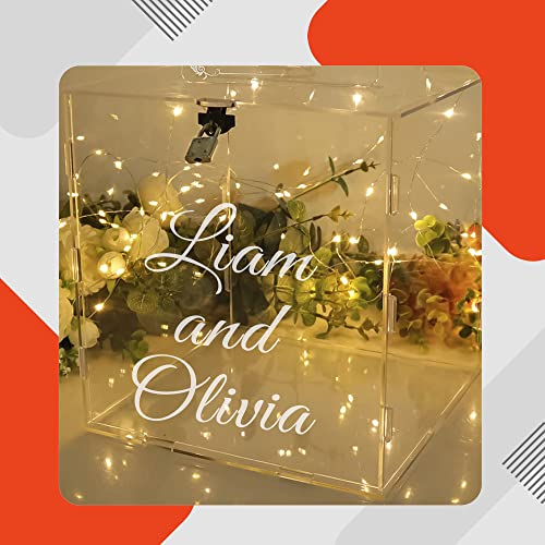 Personalized Wedding Card Box with Lock - Clear Acrylic Card Box for Wedding Anniversary Reception - Personalized name Wedding Money Box Gift for Baby Shower, Bridal Shower, Parties, Birthdays - Thumbnail 7