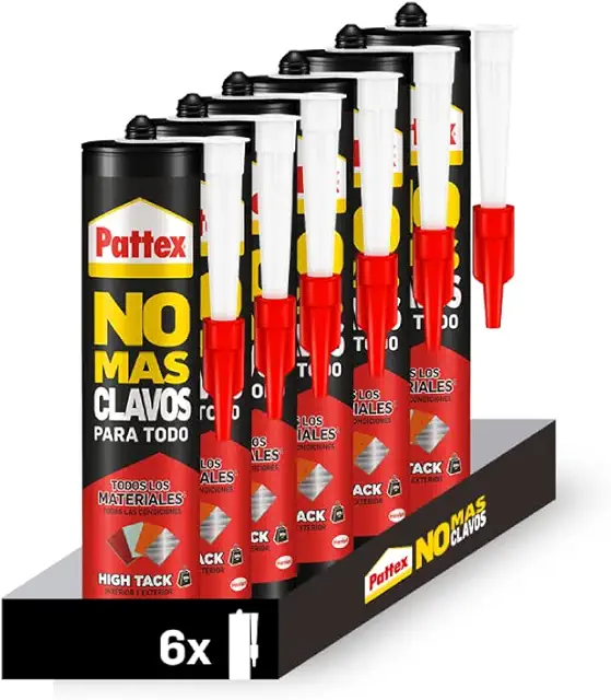 Pack 6 Pattex No Más Clavos Hightack - Adhesivo Multimaterial Extra Fuerte