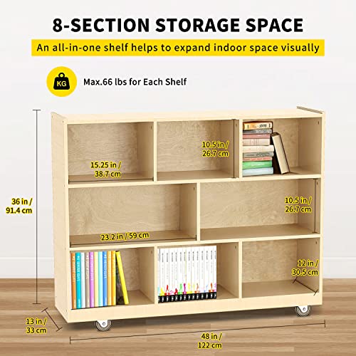 Dwale Birch Streamline 8-Section Toddler Coat Locker, Kids Cubbies Storage Shelves With Bench Hooks Safe Kids And Toddlers For Classroom Home #TOP2