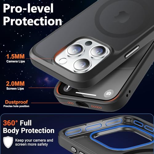 Image of MOCCA Magnetic Shockproof for iPhone 14 Pro Case,Titanium Black | 13ft Drop Tested | Compatible with MagSafe | Anti-Slip Matte Finish | Raised Camera & Screen Lip | Ultra-Slim Design