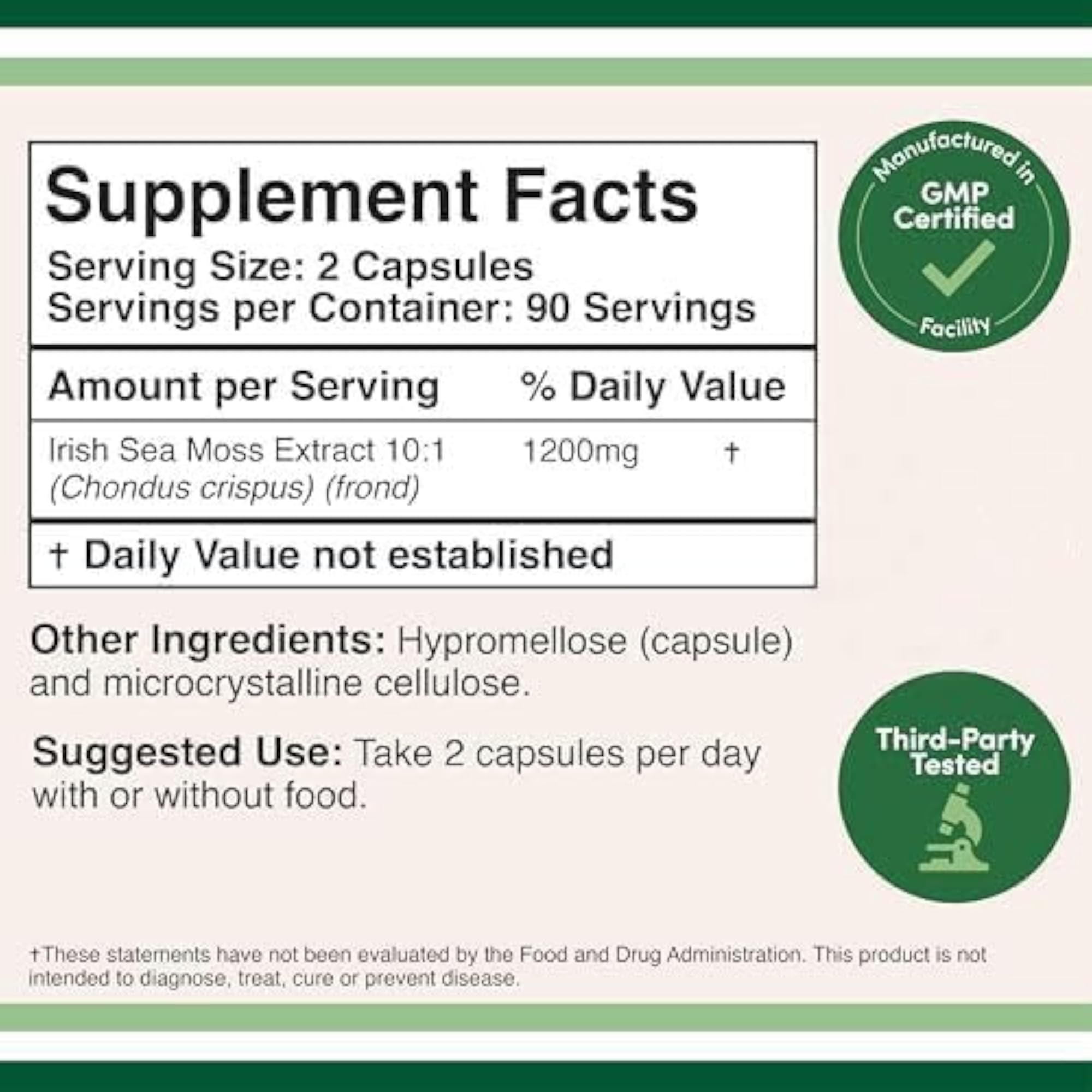 Irish Sea Moss Capsules, Nutrient-Rich Health Support