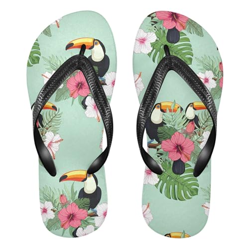 Burbuja Toucans Perched on Branches Flip Flops for Women Men, Soft Thong Sandals Rubber Slippers for Pool Beach Essentials