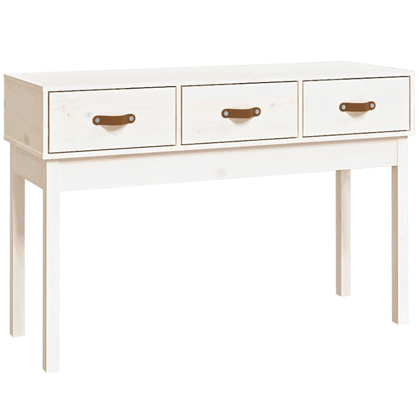 Homgoday Mesa Consola de Madera Maciza de Pino Blanco 114x40x75 cm Mesas auxiliares de salón,Mesa Consola Recibidor Mueble de Entrada Estrecha Clásica