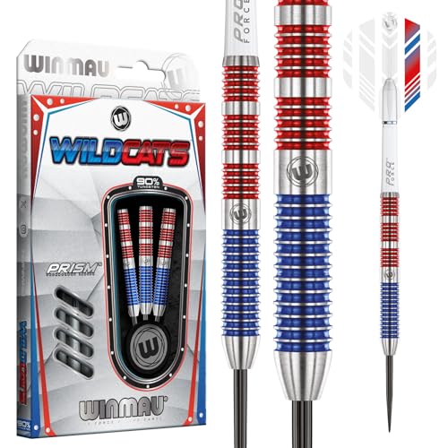 WINMAU Wildcats 24 Gramm Profi Wolfram Steeltip Dartpfeile Set mit Flights und Schäfte