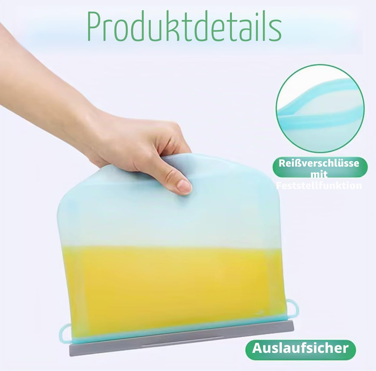 Wiederverwendbare Silikon-Lebensmittelbeutel – 6er Set (3×1L + 3×1,5L) – BPA-frei – Auslaufsicher – Gefrierfach & Mikrowelle | BPA-frei