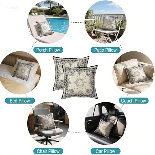 Housse coussin 80x80cm de velours double face motif noir géométrique chic