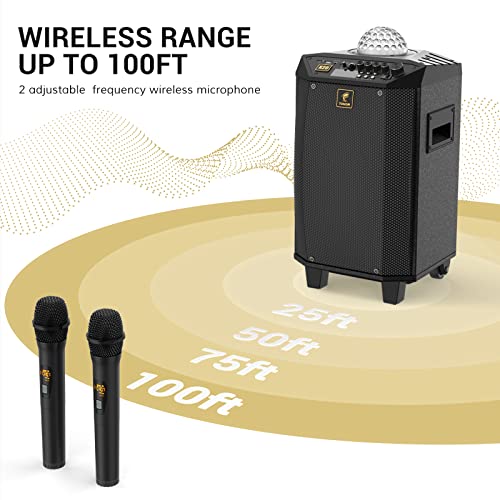 Wireless Karaoke Machine, Tonor Pa System Portable Singing Speaker With Dual Wireless Microphones, Disco Ball For Home Karaoke, Party, Class And Church（K20） #TOP5