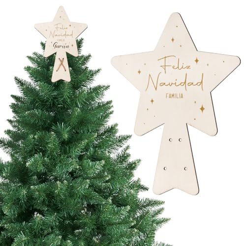 BOFUNX Estrella Punta del Árbol de Navidad - Topper Decorativo para Hogar - Adorno Navideño de Apellido Familiar
