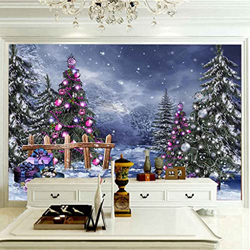 Toile murale auto-adhésive paysage de cèdre de Noël - 5