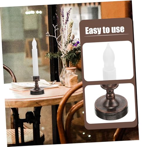 Velas de candelabro marrón sin fuego para decorar salones con luz cálida LED portátil 6