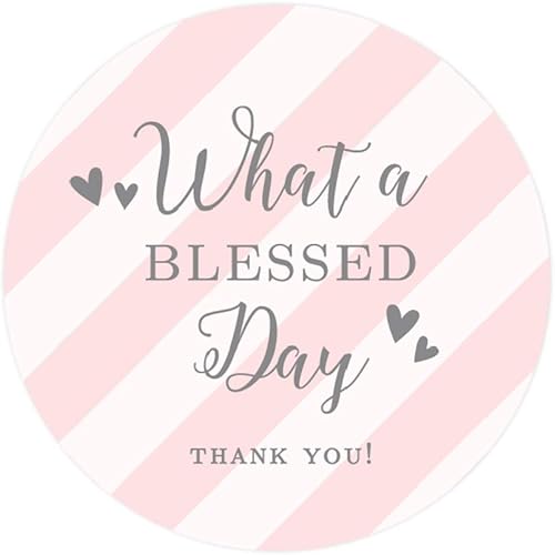 Miniatura 8 de Andaz Press Colección de bautismo rosa y gris, trío de calcomanías de gota de chocolate, paquete de 216, se adapta a recuerdos de fiesta de besos