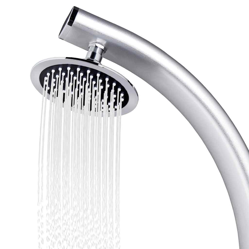 Doccia da giardino in alluminio, altezza 215 cm, con soffione e doccetta per giardino, piscina, vasca idromassaggio, accessorio per esterni, terrazza, uso estivo, resistente alle