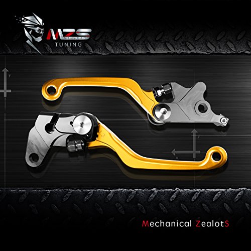 Image of MZS Gold Dirt Bike Levers, Brake Clutch Pivot Adjustable CNC Compatible with RM125 RM 125 1996-2003 / RM250 RM 250 1996-2003
