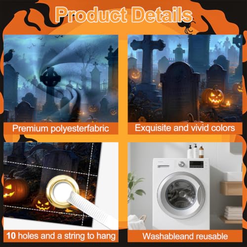 Image of Halloween Garage Door Decorations 7 x 16 ft, Cemetery Cover