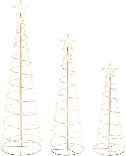 vicktree Yard Christmas Decorations Spiral Trees, 3 Packs 3/4/5 FT Lighted Trees