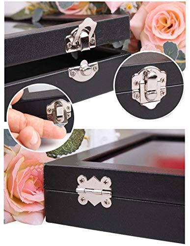 Image of BucketList Women's Velvet Glass Ring Earrings Jewelry Box - Display Storage Showcase Holder Organizer (9 Grid 9 Rows Black)
