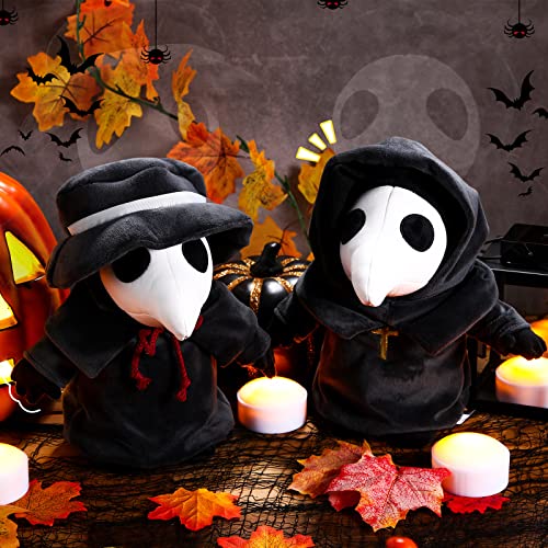 Hydren 2 Pieces Raven Doctor Stuffed Animals 12 Inch Halloween Crow Plush Toy Black Scary Doctor Bird Stuffed Plushie Doll For Halloween Party Decorations Horror Night Party Favors #TOP3