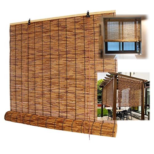 Bamboo Roll-Up Window Shade, Outdoor Woven Reed Roller Shades 20"W X 36"H 72"W X 72"H 40"W X 80"H Light Filtering Retro Roman Blinds For Patio, Garden, Porch, Natural, Cordless ( Size : 36" W X 69" L #TOP22