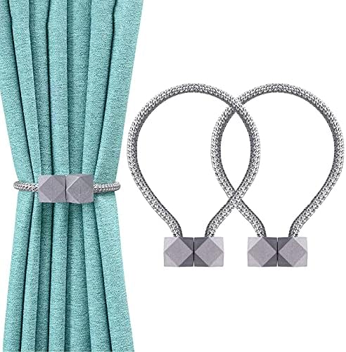 VEGCOO 6 Pieces Magnetic Curtain Tieback, European Curtain Drapes Clips Rope Holdbacks Curtain Holder Buckles, Decorative Drape Tie Backs Holdback Holder for Window Draperies(Beige)