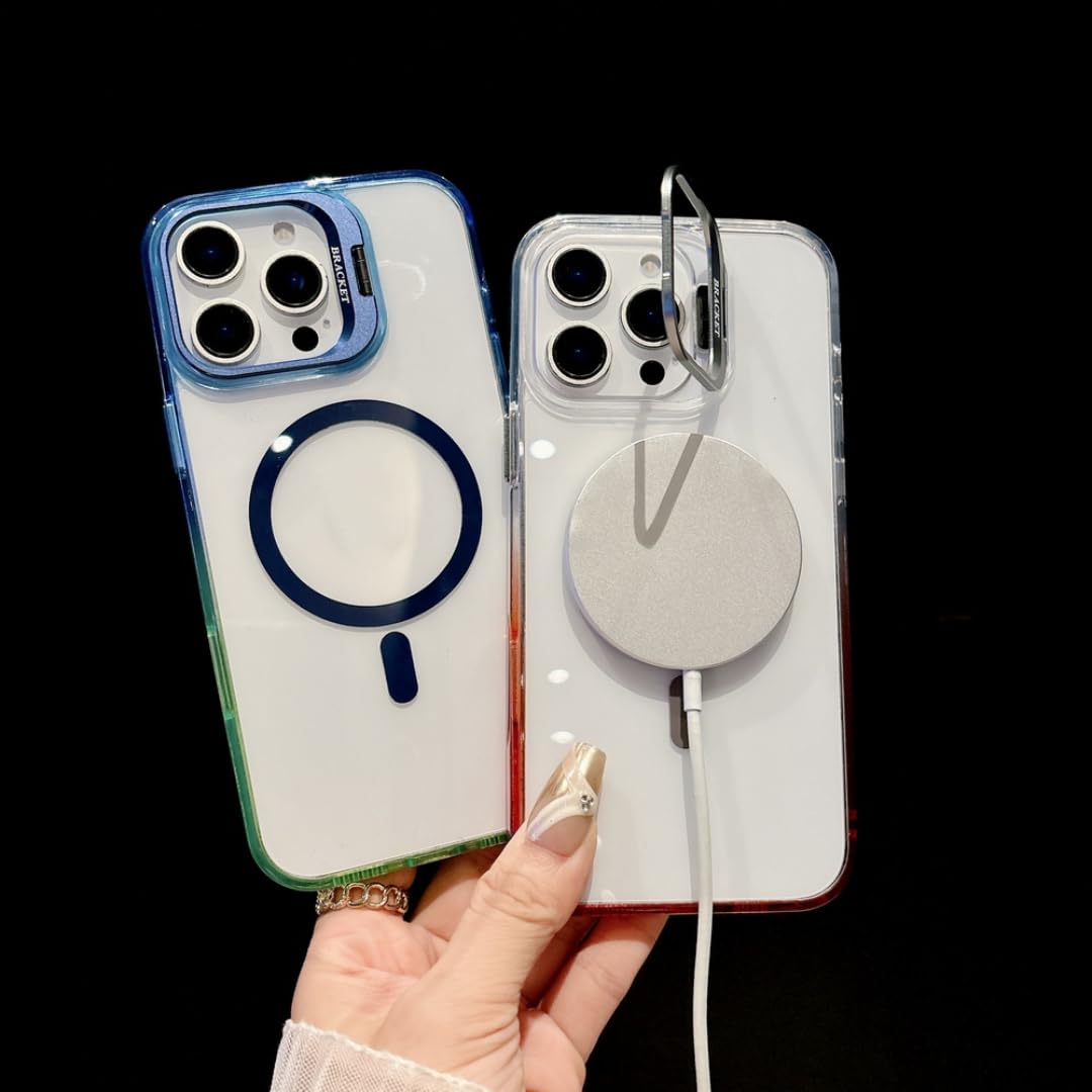Custodia con anello magnetico e supporto per obiettivo per iPhone 16 Plus, con sfumatura integrata (per iPhone 16 Plus/blu)