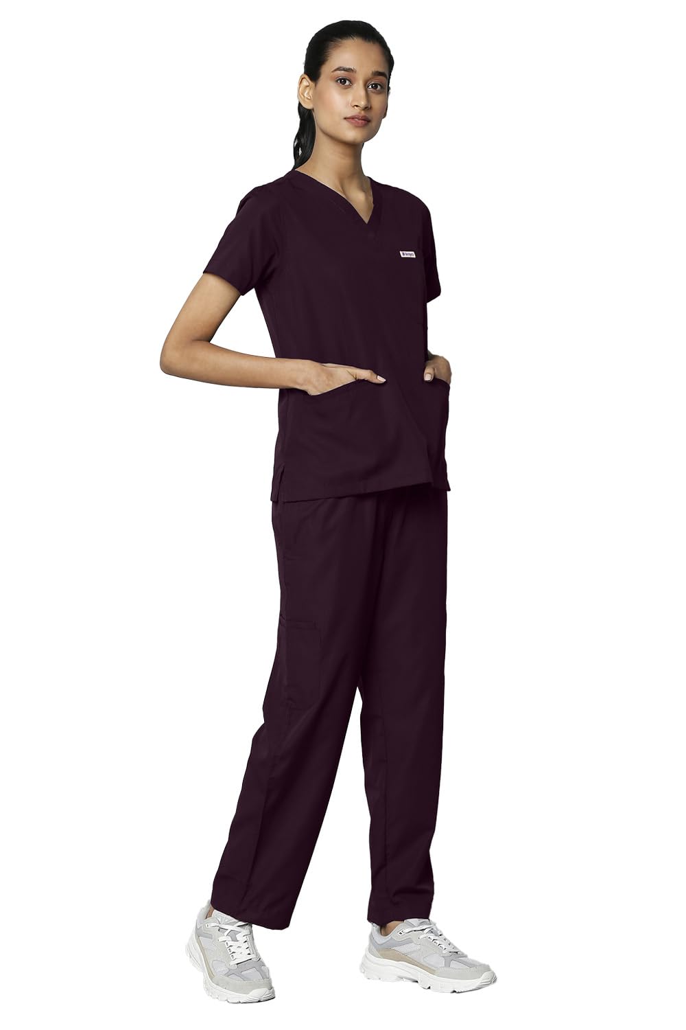 KNYA Essential Womens 10-Pocket Scrub Suit | Set of Top & Bottom | Half Sleeves | V Neck | Breathable Fabric | Comfortable | Durable | Uniform for Doctors, Nurses and Dentists, Wine (S) (B09FK6W8CB) Amazon Price History, Amazon Price Tracker