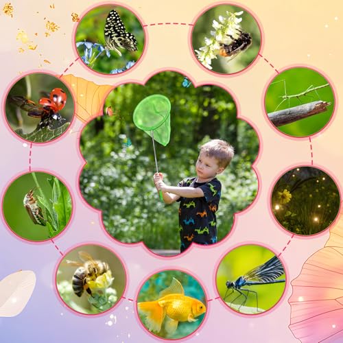 24 Pcs Kids Telescopic Butterfly Fishing Nets Insect Net Bug Net Insect Catching Nets Outdoor Tools for Catching Butterfly Insects Bug Fish Ladybird Nets, Extendable from 15 Inch to 34 Inch (Colorful)