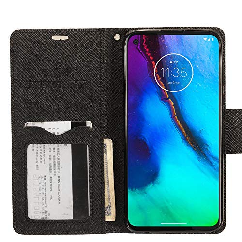 Celzen - For Motorola Moto G Stylus Xt2043, Moto G Power Xt2041 (2020 Version) - Denim Fabric Flip Wallet Phone Case - Ct5 Black #TOP5