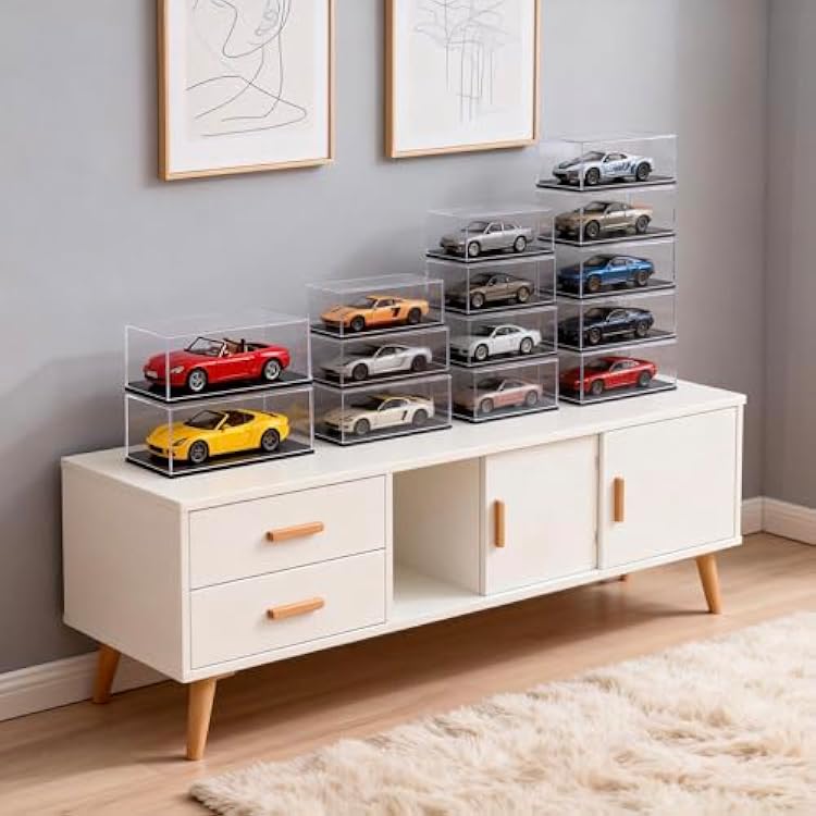 Model Car Display Case, 1:43 Scale Acrylic Display Box for Cars, Stackable Dustproof Storage Boxes for Collectibles, Figures and Memorabilia, 6.5 x 2.7 x 3.5 inch