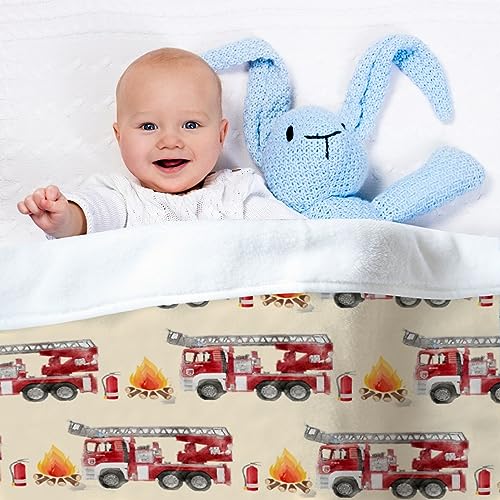 Image of Fire Truck Fireman Baby Blanket Gifts Super Soft Swaddle Newborn Cozy Baby Receiving Blanket Stroller Throw Blanket for Crib 40x30 in forBaby /Puppy