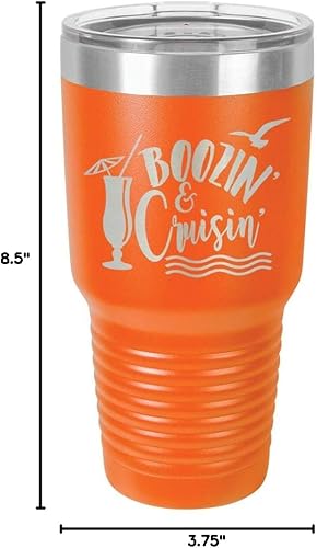 Miniatura 10 de BOOZIN AND CRUISIN - Vaso naranja de 30 onzas con popote y tapa superior deslizante  Taza de viaje de acero inoxidable  Comparar con Yeti Rambler