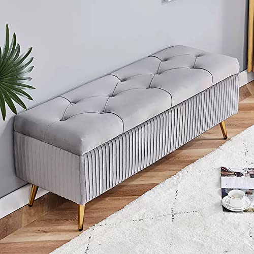 Panca Contenitore 110x44 Cm In Velluto Verde E Gambe In Metallo Nero Jannali 1