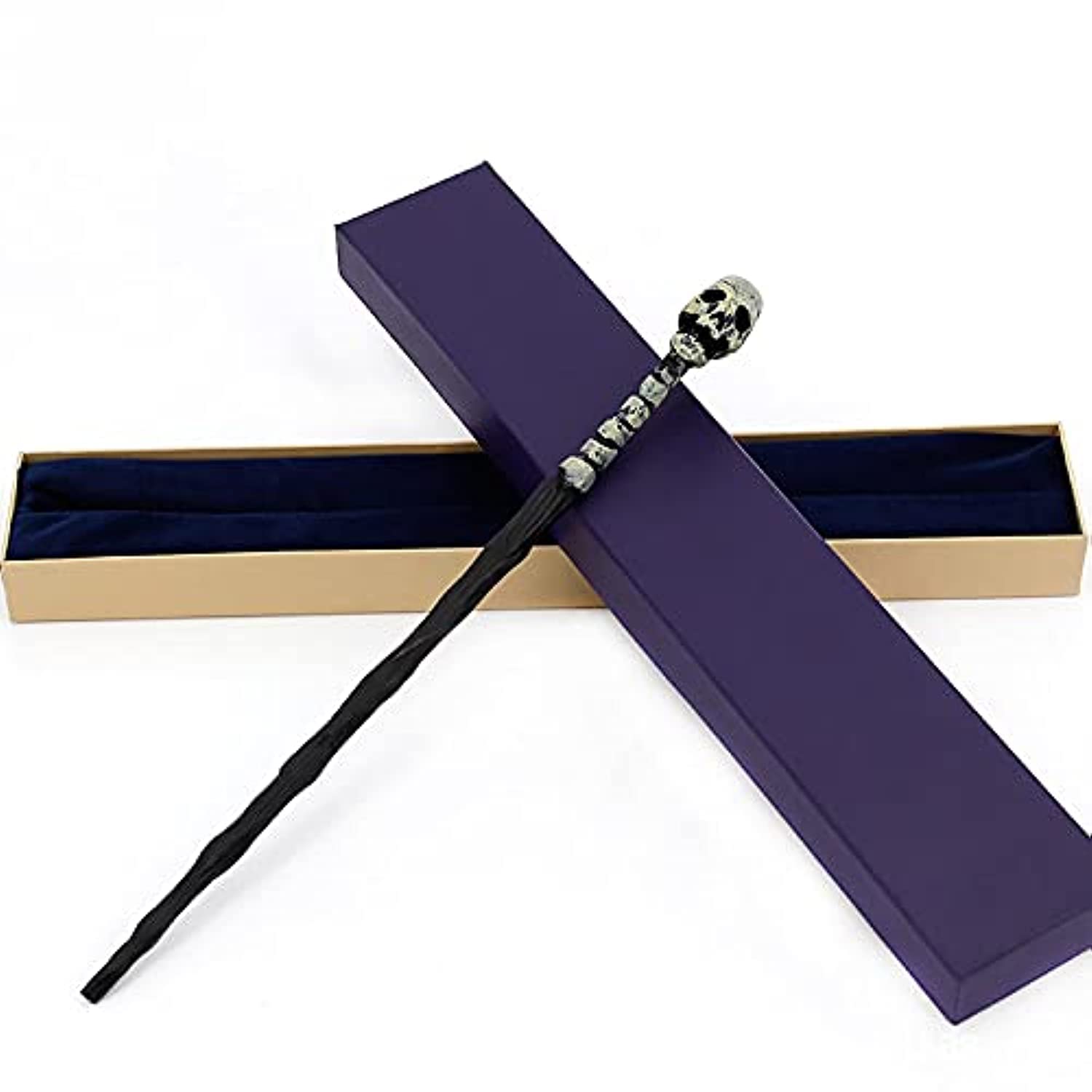 Ecoodisk Magic Wand Malfoy Lucius Magic Cane Toy Metal Core Wand Halloween Christmas Gift, Assorted Character Styles, With Purple Box,Deatheaterskeleton