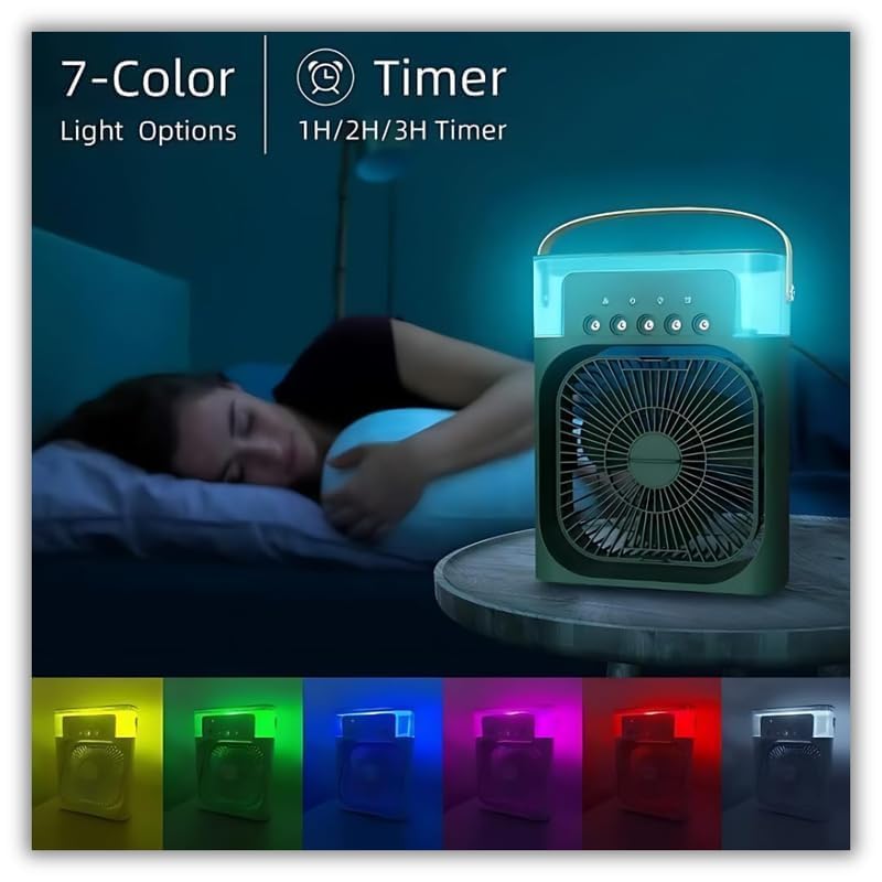 Image of VoiDrop Mini Cooler 3-in-1 Portable Air Cooler Fan with Humidifier & LED Night Light, USB Rechargeable Personal Air Conditioner, Adjustable Wind Speed, Water Mist Cooling for Bedroom, Office, Home