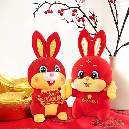 2Pcs 2023 Año Nuevo Chino Adornos de Felpa Zodiaco Chino Conejo Peluche de la Suerte Animales del Zodiaco Juguetes de la Mascota Conejo Muñeca de Peluche Colgante Cover