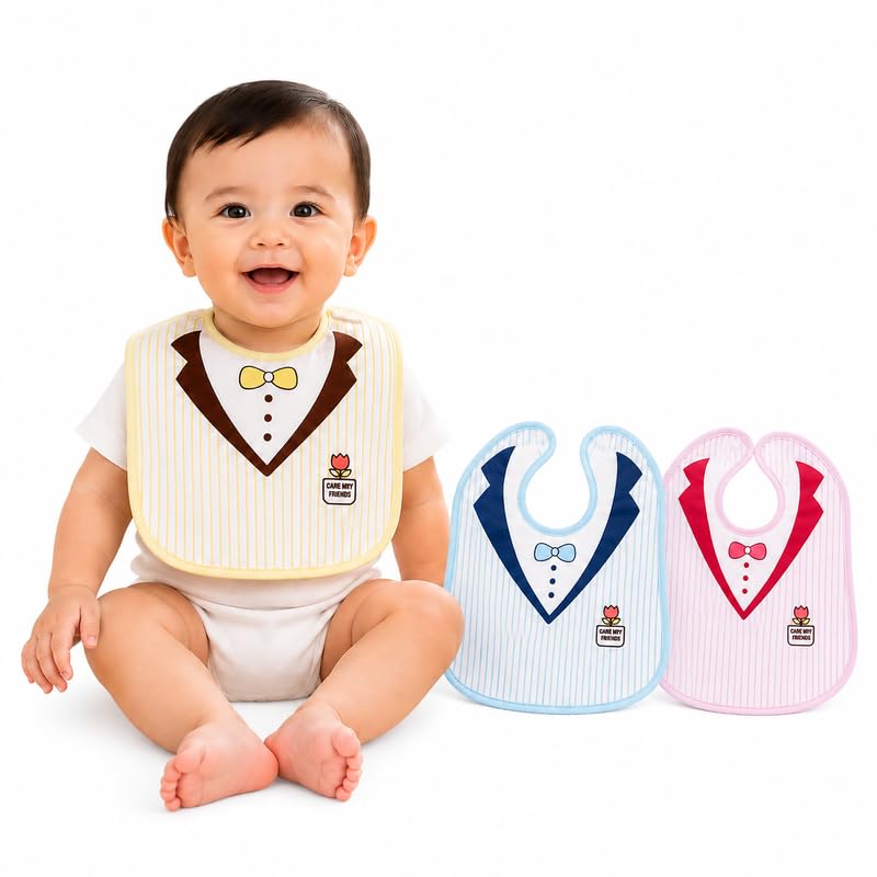 Khillayox aby Bib Waterproof Apron for Newborn Babies & Infants | Soft Absorbent Feeding Bib with Leakproof Protection | Cute Bow Design Drool Bib for Baby Boys & Girls-image-22
