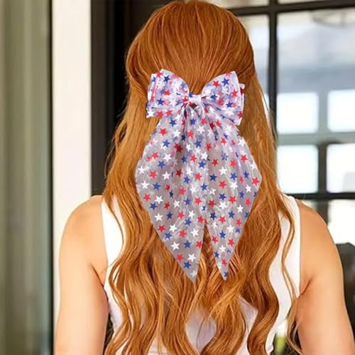 Pinza con moño patriótico para cabello 4th of July miniatura 6
