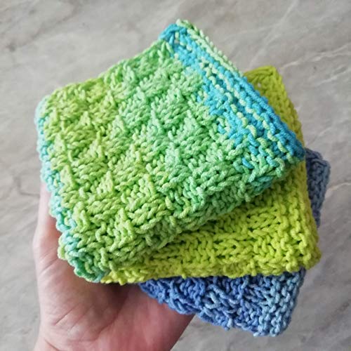 Set 3 Close Homemade Knit Dishcloths Towels Cotton Reusable Dishcloth Square Cleaning Supplies Craft Tools Hand Knitted Zero Waste #TOP2