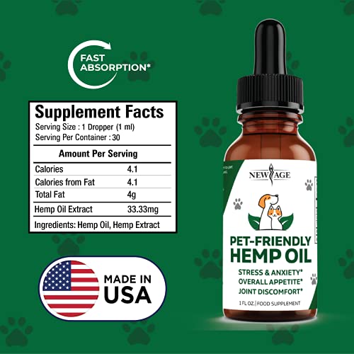 Natural Hemp Oil for Dogs and Cats by NEW AGE - Dog Calming Aid - Supports Hip and Joint Health, Mobility, Immunity - Pet Hemp Oil Rich in Omega 3, 6, 9 – 2 Pack - Image 4