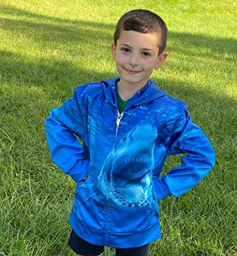 Uideazone Big Kids Boys Hooded Blue Shark Sweatshirts Size 13 Fashion 3D Print Long Sleeve Hoodie Star Hoody Pullover Jacket For School 12-14 Years #TOP1
