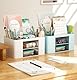 miaomiao Schreibtisch Organizer, Desk Organizer mit 5 Fächer 2 Schubladen, Multifunktionaler Schreibtischorganizer Stifte Organizer für Büro Zuhause Schule (Weiß)