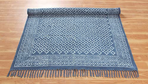 Tapis de sol durable Dhurrie Dabu imprimé fait main - 8