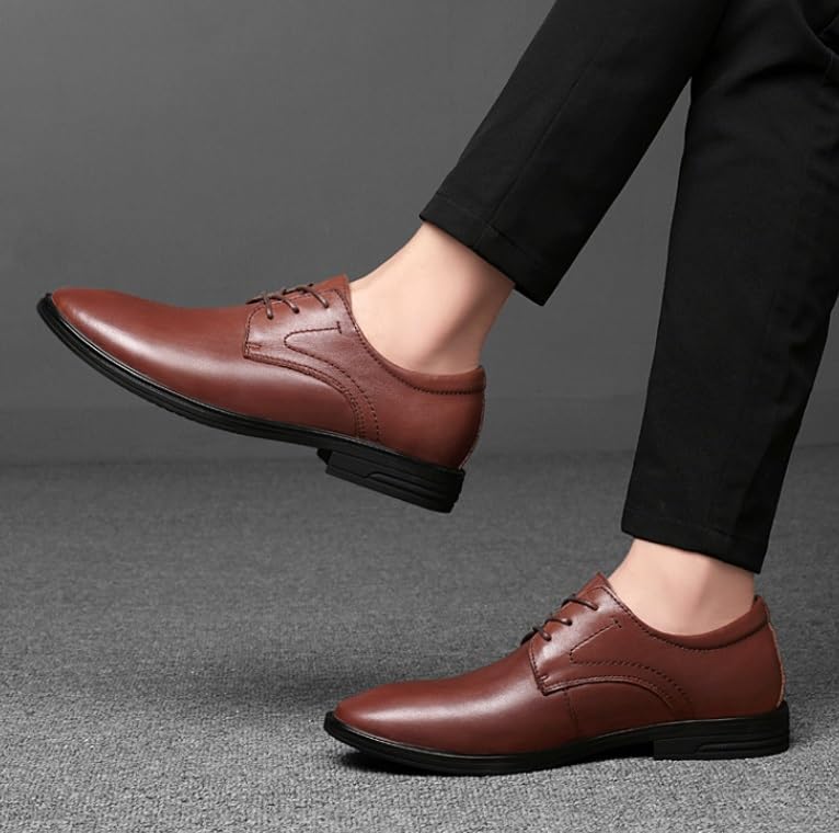 Men's Dress Shoes Mens Casual Business Formal Oxford Shoes Brogue Wingtip Retro Derby Shoes for Men(Brown,8)2