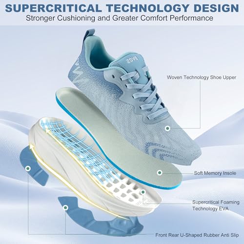 Image of ZOVE Wide Toe Box Shoes Women Extra Wide Width Sneakers Ultra Light Road Running Shoes Non-Slip Tennis Sneakers Breathable Walking Athletic