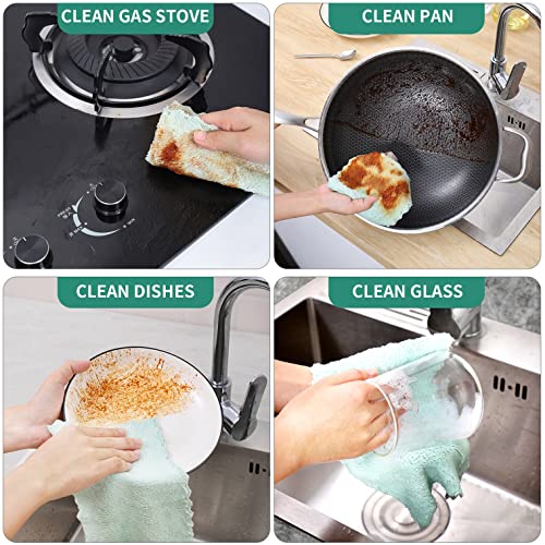 20 Pack Kitchen Dish Cloths, Super Absorbent Microfiber Cleaning Cloth For Cleaning Dishes, Kitchen, Bathroom, Car (Grey & Green) #TOP2