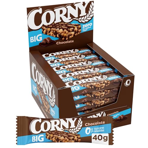 Corny Big, Barrita Sin Azúcares Añadidos Sabor Chocolate 0%, Más Grande, Más Chocolate, Textura Crujiente, Pack 24x40g