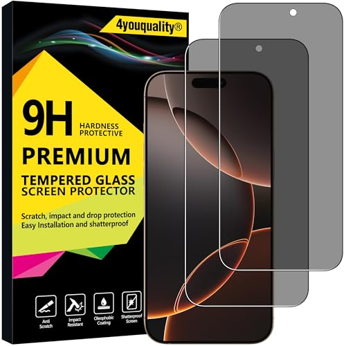 4youquality Privacy Screen Protector for iPhone 17 Pro Max & 16 Pro Max (6.9-Inch) Anti Spy Tempered Glass Film 2-Pack [LifetimeSupport][Anti-Spy][Impact-Resistant][Anti-Scratch]