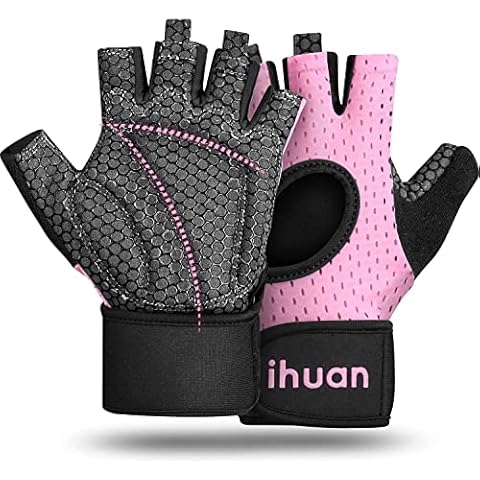 ihuan Weight Lifting Gloves Gym Gloves with Wrist Support | Full Palm Protection | Extra Grip, Workout Gloves for Women Men, Lifting Training Fitness Cover