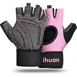 ihuan Breathable Weight Lifting Gloves: Fingerless Workout Gym Gloves with Wrist Support | Enhance Palm Protection | Extra Grip for Fitness | Lifting | Training | Rowing | Pull-ups
