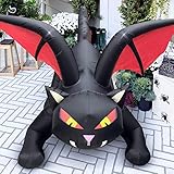 Outdoor Halloween Decorations Inflatables Yard Blow Up Decor Lawn Light Up Dragon Cat with Crimson...